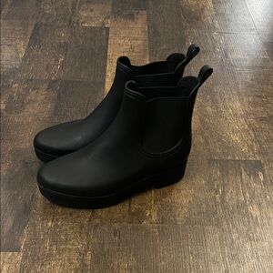 Jeffrey Campbell Black Chelsea Rain Booties